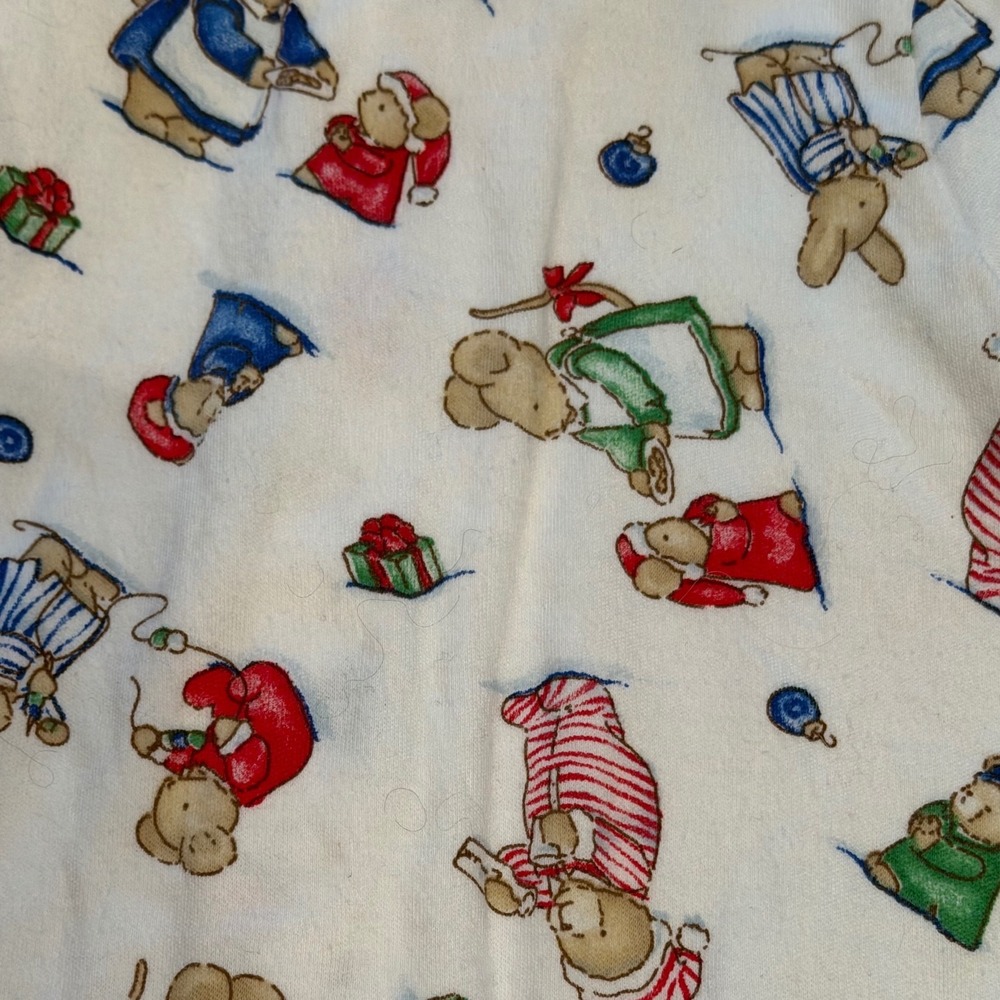 Vintage 90s Carter's Christmas Footed Sleeper 3-6M Teddy Bear Bunny Pajamas USA - Picture 4 of 7